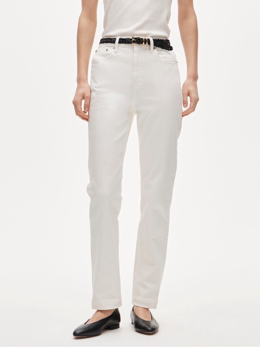 J. Crew White Nipped Straight High Rise Semi-Stretch Jeans NWT Size 28
